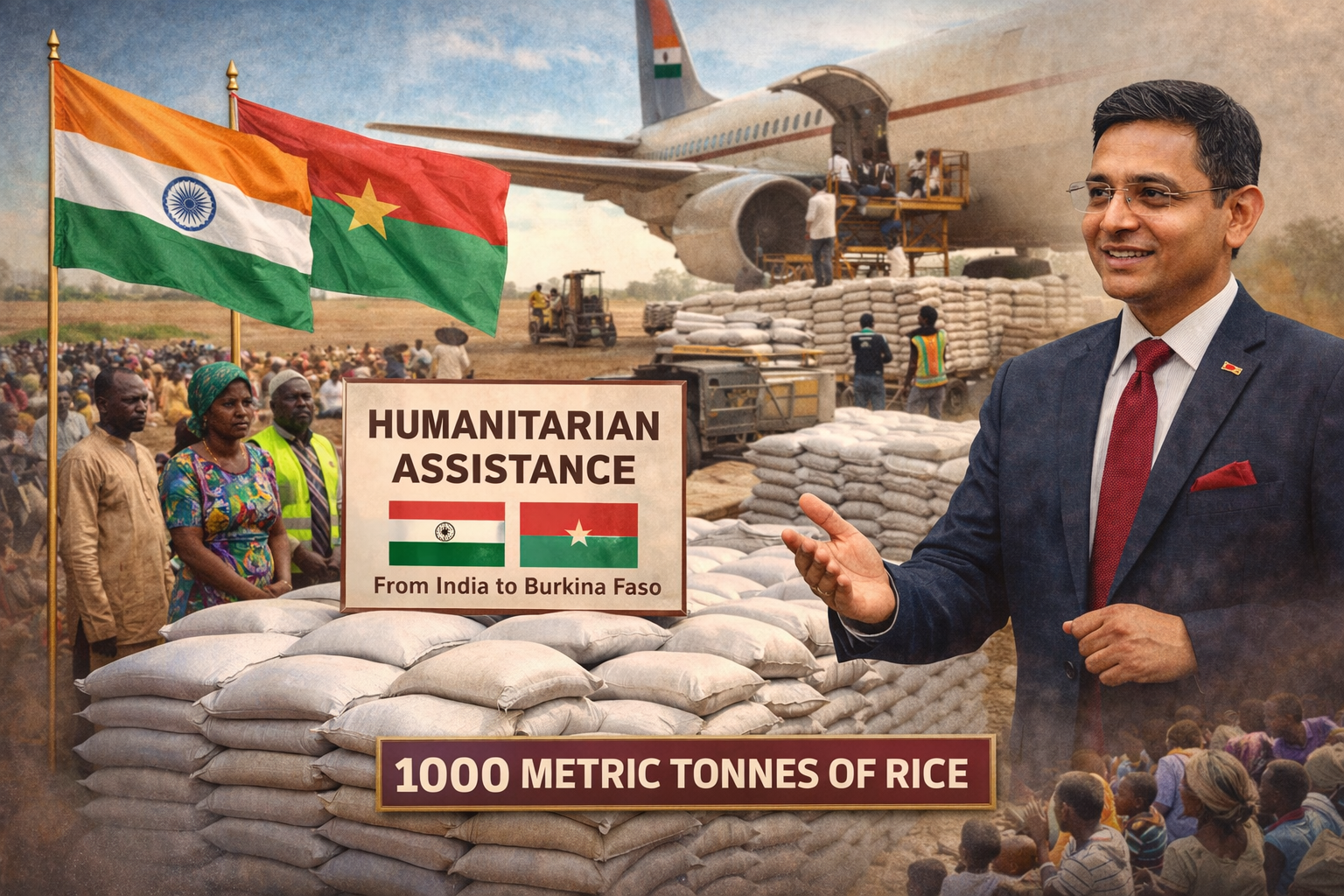 सामयिकी 02-04-2026| भारत ने मानवीय सहायता के तौर पर बुर्किना फासो को 1,000 मीट्रिक टन चावल भेजा।